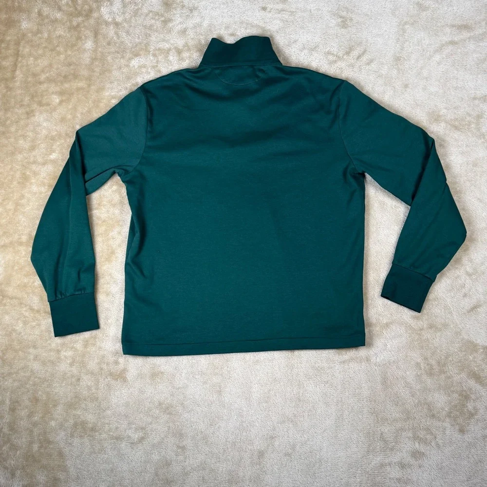 Polo Ralph Lauren Mens Quarter Zip Pullover Hunter Green Cotton Sweater Size M